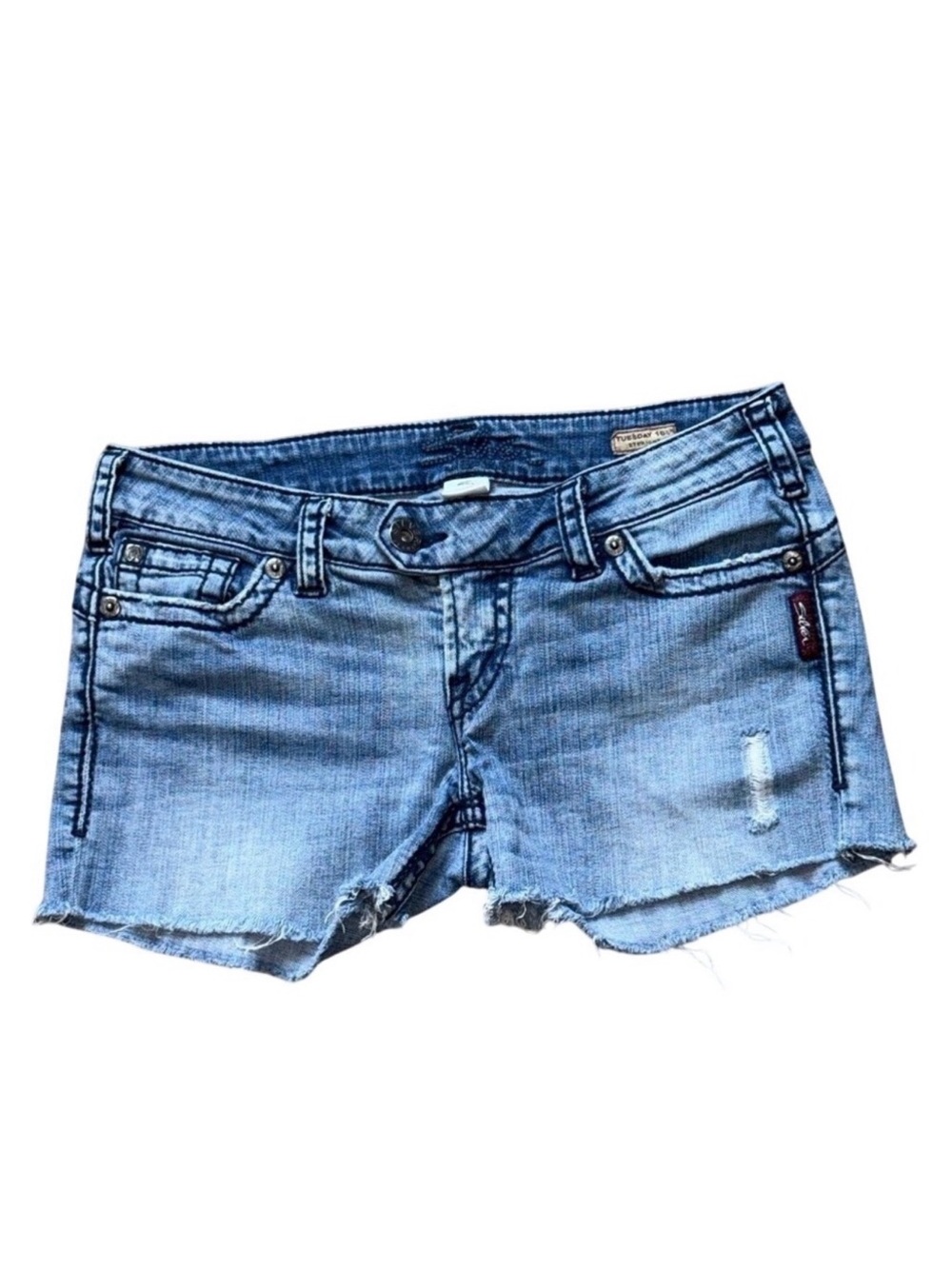 SILVER JEANS Women's Tuesday Y2K Low Rise Cutoff Denim Shorts | Sz 29